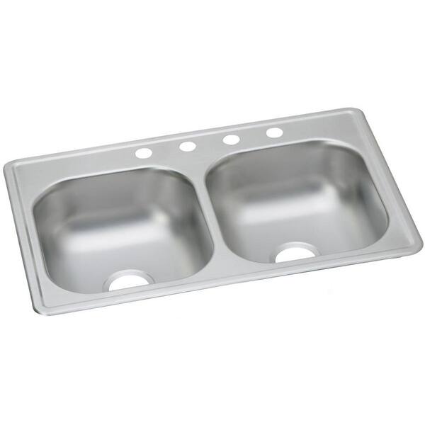 Elkay Dayton Drop-in Stainless Steel 33 in. 4-Hole Double Bowl Kitchen Sink