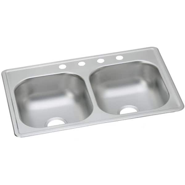 Elkay Dayton Drop-In Stainless Steel 33 in. 3-Hole Double Bowl Kitchen Sink