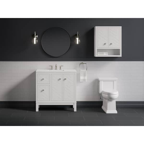 KOHLER Beauxline 36 in. W x 18 in. D x 36 in. H Single Sink Freestanding Bath Vanity in White with Quartz Top