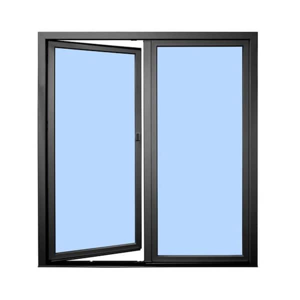 72 in. x 80 in. PVC Tilt and Turn French Patio Door in Black Exterior/White Interior RH Inward Swing, Latch/Pull Handle