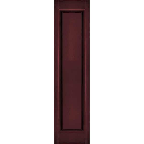 Ekena Millwork 12 in. x 34 in. Lifetime Vinyl Custom Single Raised Panel Shutters Pair Bordeaux