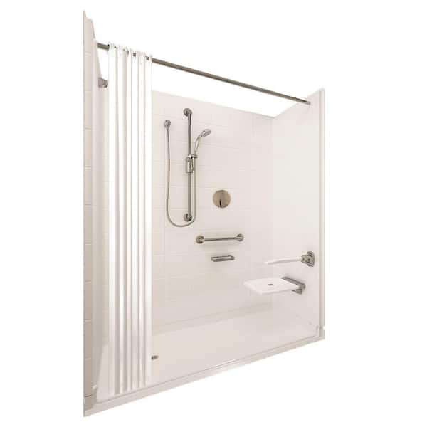 Ella Elite Brilliant 31 in. x 60 in. x 77-1/2 in. 5-piece Barrier Free Roll In Shower System in White with Left Drain