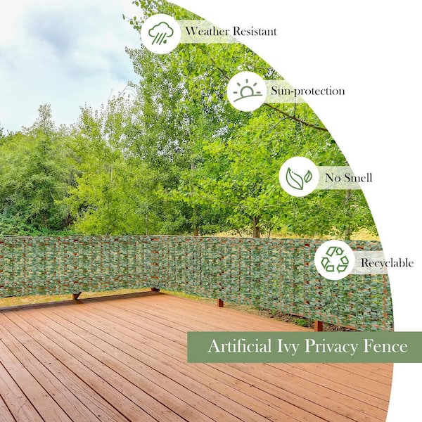 Faux Ivy Leaf Decorative Privacy Fence-40 x 95