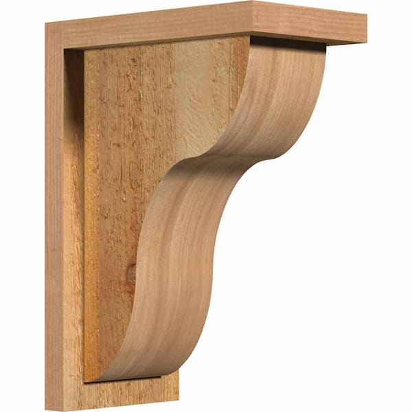 Ekena Millwork 6 in. x 10 in. x 14 in. Western Red Cedar Carmel Rough Sawn Corbel with Backplate