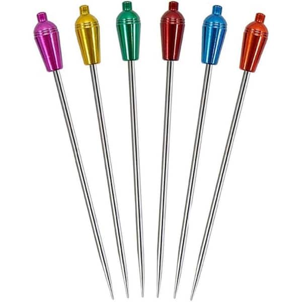 PRODYNE Colorful Cocktail Shaker Stainless Steel Cocktail Picks, Set of 6, Multi-Colored