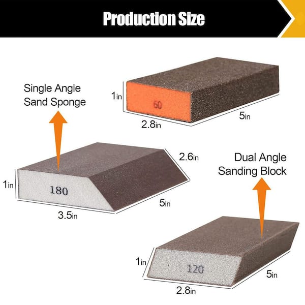 Sanding Sponge Set – 6-Pack Assorted Grit 60/80/120/180/220/320, Wet/Dry Reusable Sponge Blocks For Wood, Metal, Drywall & Putty