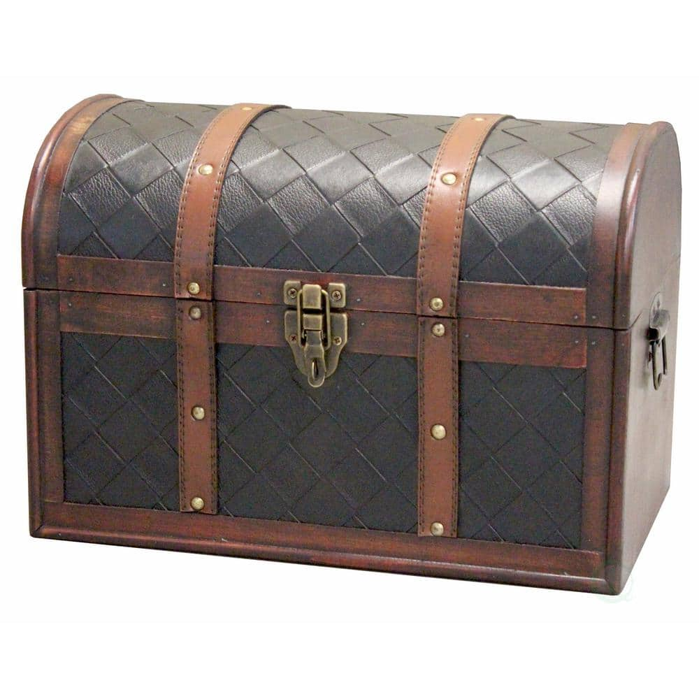 Vintiquewise Decorative Brown storage Trunk with Lockable Latch