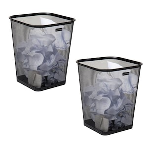 Black Metal Square Trash Can Waste Paper Basket