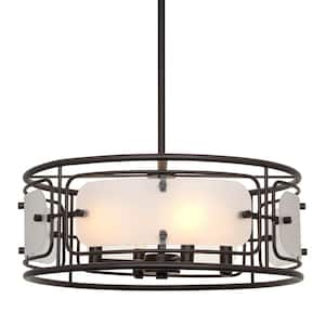 Vera 60-Watt 4-Light Oil-Rubbed Bronze Farmhouse Pendant Light with Oil Rubbed Bronze Shade