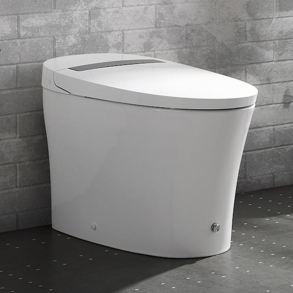 Hugo Smart Tankless, 1.1/1.6 GPF Touchless Vortex, Elongated Toilet in Glossy White