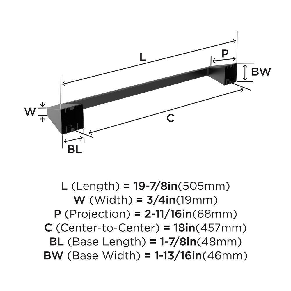 Matte Black 18-Inch Wall Mounted Towel Bar