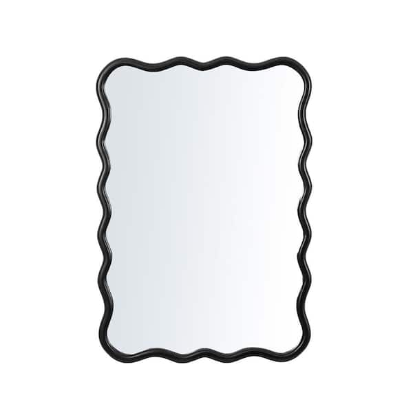 COWLOWN 39.8 in. W x 28 in. H Wavy Rectangular Framed Wall Bathroom Vanity Mirror in Antique Black