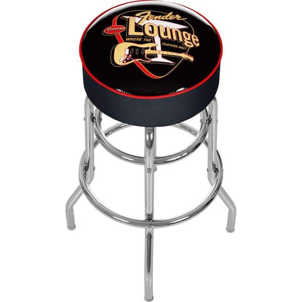 Trademark Black Fender Electro Lounge Padded Swivel Bar Stool