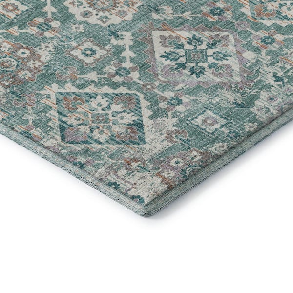 Mayfield Premium Machine Washable Abstract AMF1998 Seafoam 2 ft. x 3 ft. Accent Rug