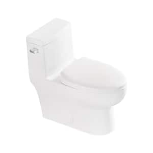 1.28 GPF Single Flush Elongated Toilet in White Ceramic with Soft Close Seat