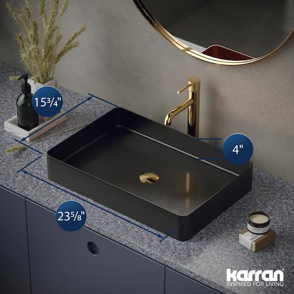 Karran CCV600 23-5/8 in . Stainless Steel Vessel Bathroom Sink in