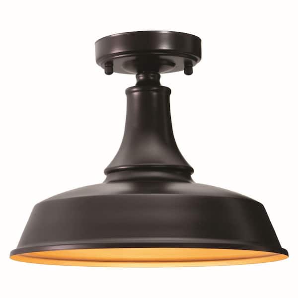Dorado Bronze Farmhouse Outdoor Flush Mount 1-Light Barn Ceiling Light Dark Sky