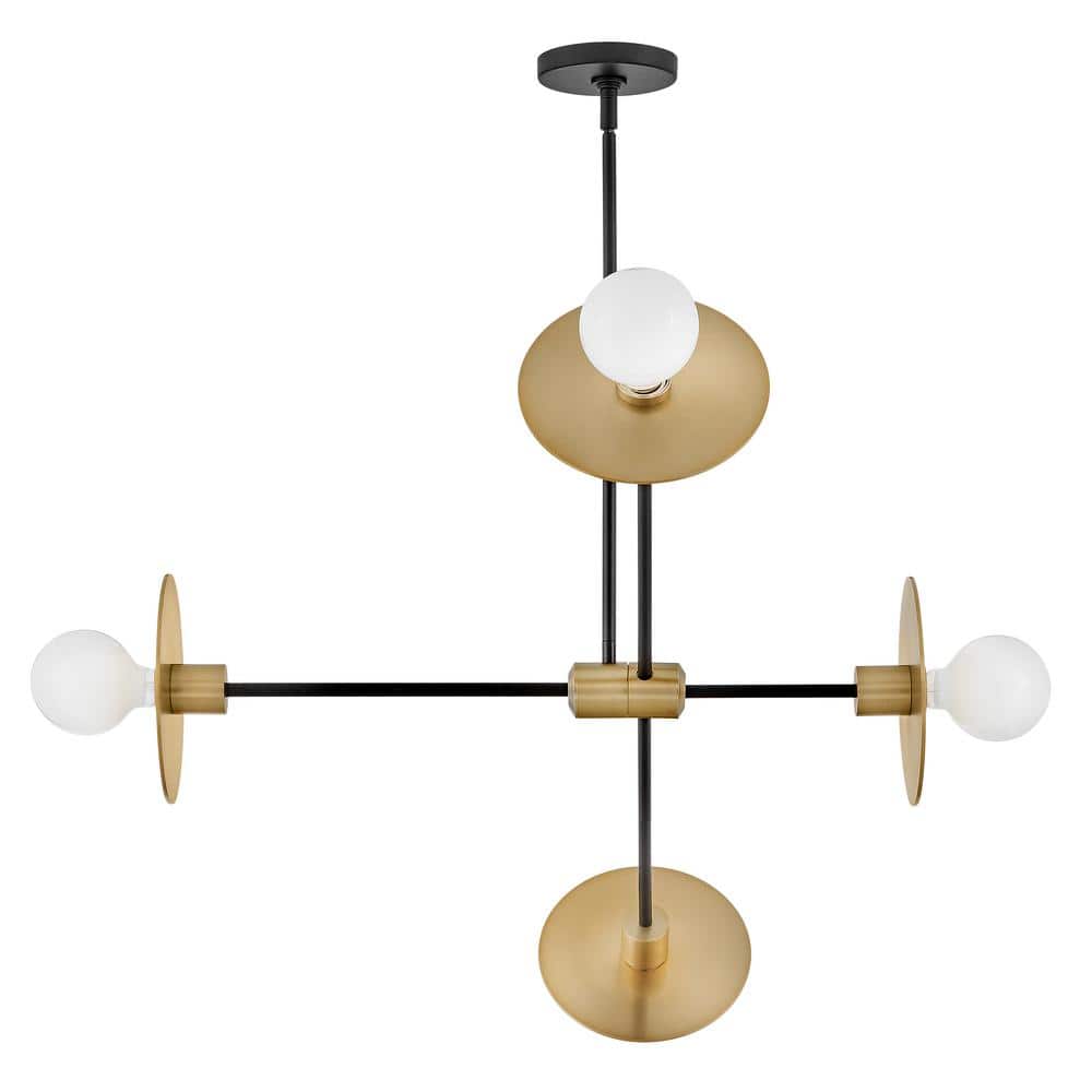 Cupertino Lacquered Brass 4-Light Steel Sputnik Chandelier