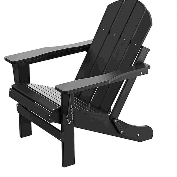 Unbranded Antique Black HDPE Outdoor Folding Patio Adirondack Chair Relaxing Stackable Arm Rest Ergonomic chair.