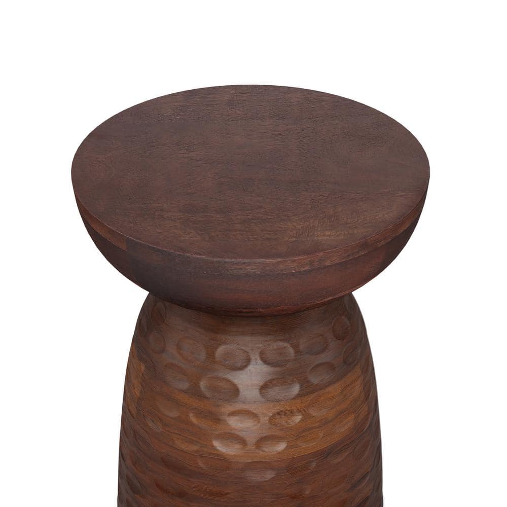 Boyd Warm Dark Brown Solid Wood Round Accent Table
