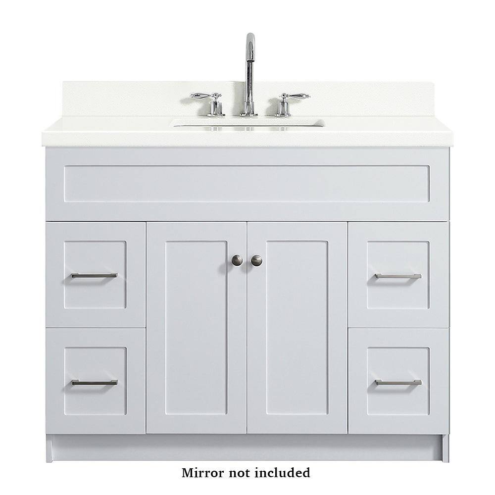 Ariel Hamlet 43 In Bath Vanity In White With Quartz Vanity Top In White With White Basin F043s Wq Vo Wht The Home Depot