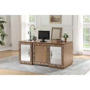 66 in. Rectangular Brown Engineered Wood 0-Drawer Computer Desks