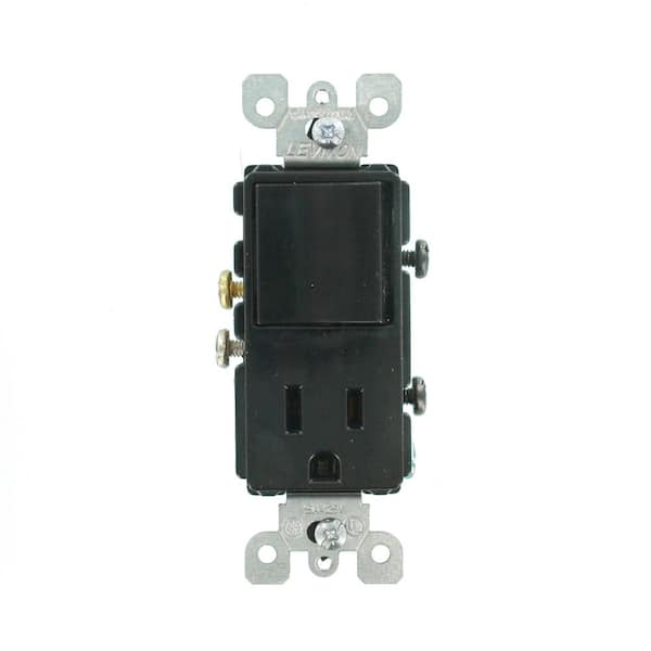 15 Amp Decora Commercial Grade Combination Single Pole Rocker Switch and Receptacle, Black 5625-E