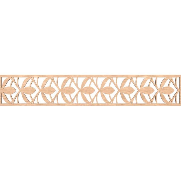 Ekena Millwork Salem Fretwork 0.25 in. D x 46.625 in. W x 8 in. L Red Oak Wood Panel Moulding