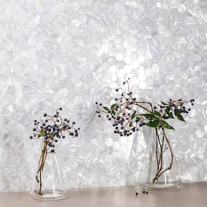 Lokahi White Hexagons 11.81 in. x 11.81 in. x 2 mm Pearl Shell Mosaic Tile