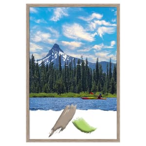 Hardwood Wedge Whitewash Wood Picture Frame Opening Size 24x36 in.