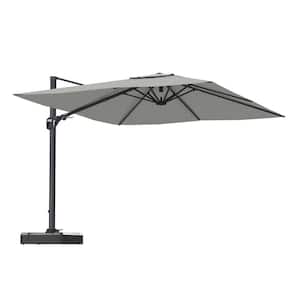 11FT Square Cantilever Patio Umbrella in Gray (with Base)
