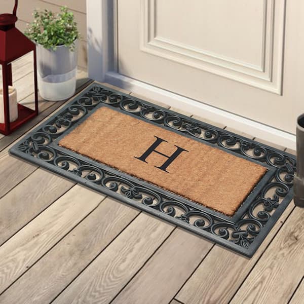 A1HC Natural Coir and Rubber Large Door Mat, 24x48, Thick Durable Doormats  for Indoor Outdoor Entrance, Heavy Duty, Thin Profile Door Mat, Easy to