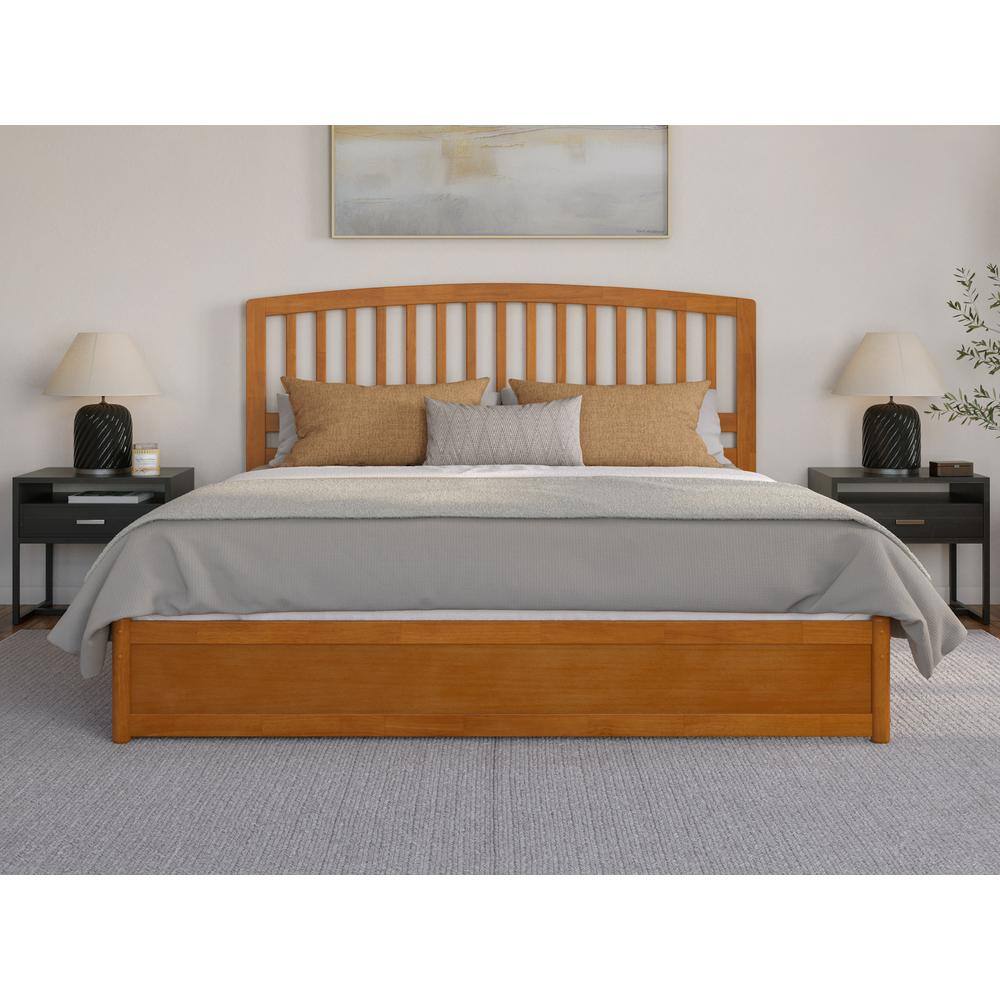 Lucia Light Toffee King Wood Platform Bed with Storage Drawers