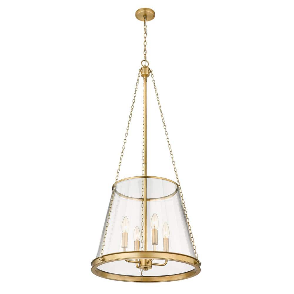 Prescott Rubbed Brass 18" Classic Pendant with Clear Glass Shade