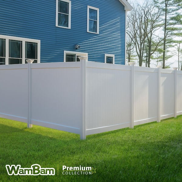 Premium 6 ft. x 7 ft. No Dig Flat Top White Vinyl Privacy Fence