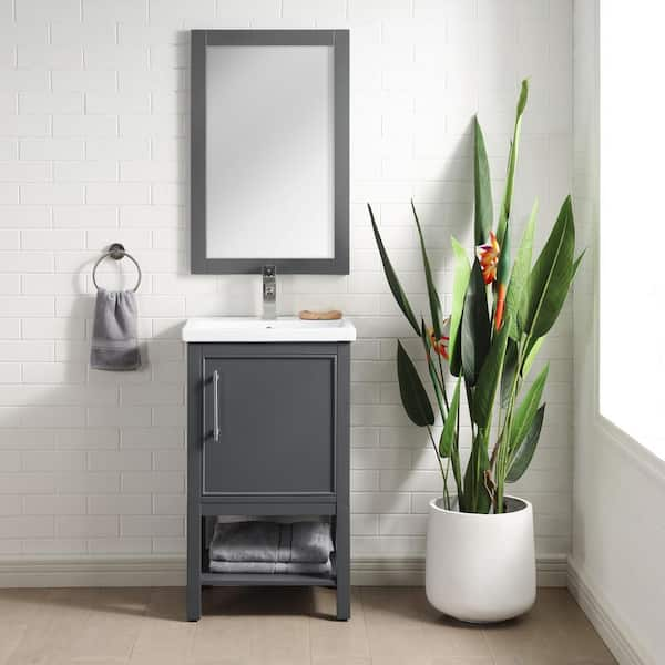 Taylor 20 in. W x 15 in. D x 34 in. H Bath Vanity in Dark Gray with Ceramic Vanity Top in White with White Sink