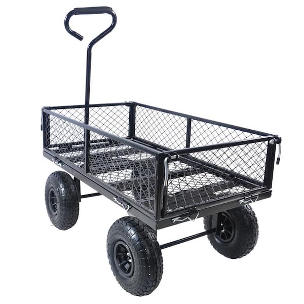 Tatahance Metal 4-Wheeled Folding Utility Hand Cart in Black W22741280-Z -  The Home Depot