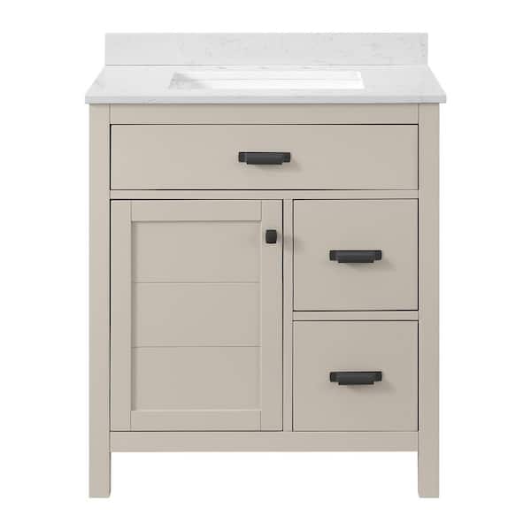 Stanhope 31 in. Single Sink Even Better Beige Bath Vanity with Carrara White Engineered Stone Top (Assembled)