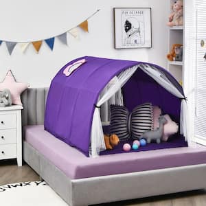 Purple 2-Person Fabric Kids Bed Tent Play Tent with Carry Bag