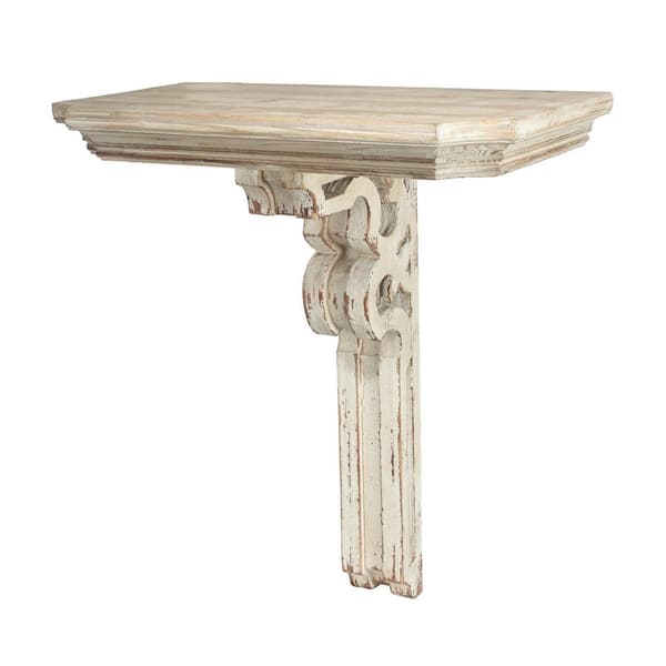 Unbranded Timeless Elegance Meets Versatile Functionality: 19.5 in. W x 10.5 in. D x 22 in. H Cream Wood Decorative Wall Shelf