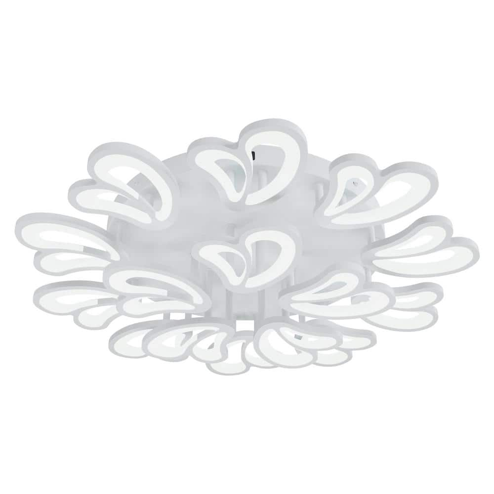 aiwen Modern 37.79 in. Petals White Acrylic Dimmable LED Flush Mount Flower Ceiling Light with Remote