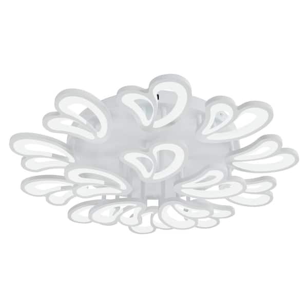 aiwen Modern 37.79 in. Petals White Oversized Acrylic Dimmable LED Flush Mount Flower Ceiling Light with Remote