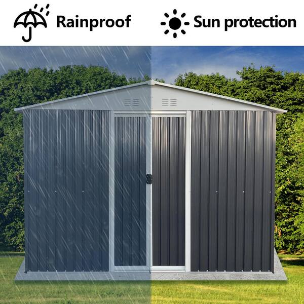 Staykiwi 10 ft. W x 8 ft. D Metal Shed with Windows, Vents