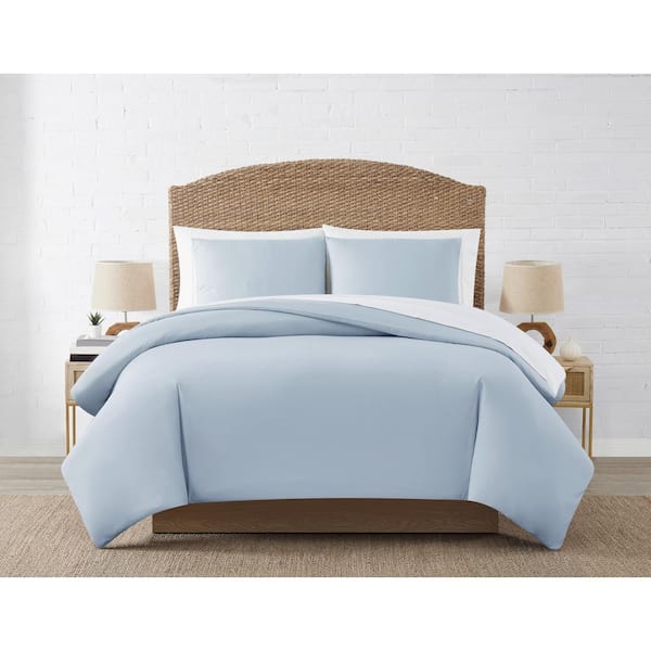 Coastal Living Seascape 3-Piece Blue Solid Polyester Microfiber Full/Queen Duvet Cover Set