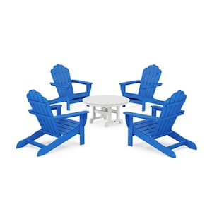 Pacific Blue 5-Piece Plastic Patio Conversation Set in Oversized Adirondack Chair Monterey Bay