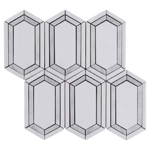 Natural White and Gray 12.01 in. x 12.01 in. Geometric Polished Marble Mosaic Tile (10.1 sq. ft./Case)