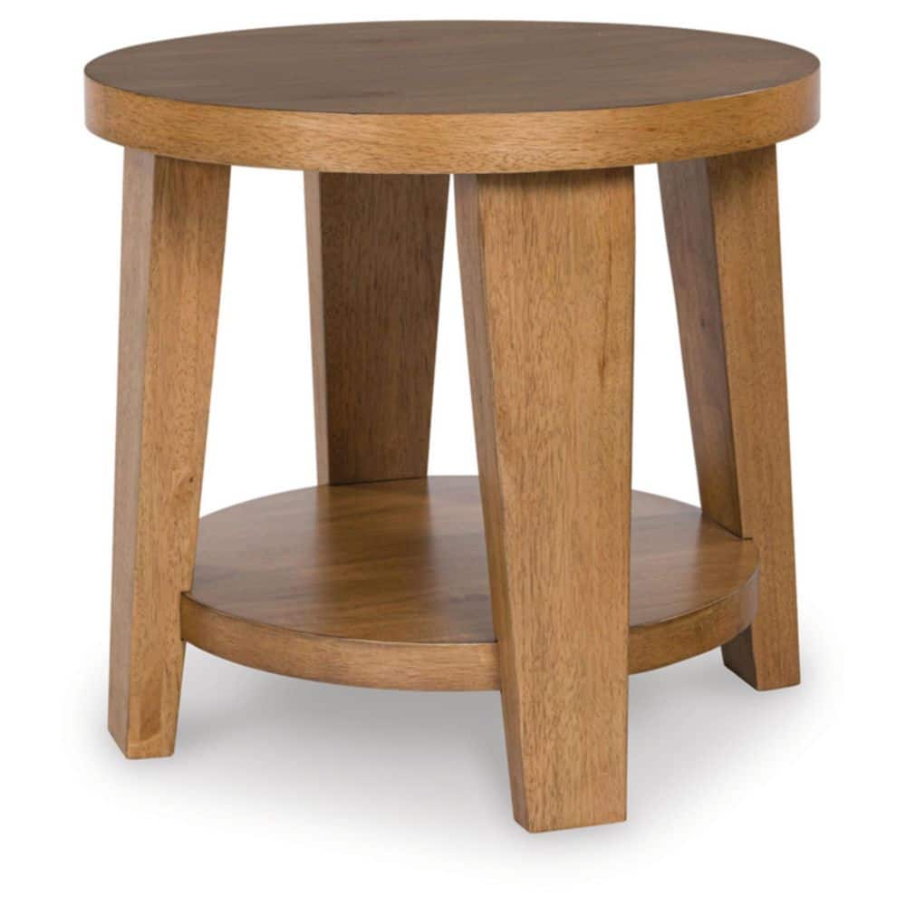 Kristiland 26" Round Brown Mango Wood End Table