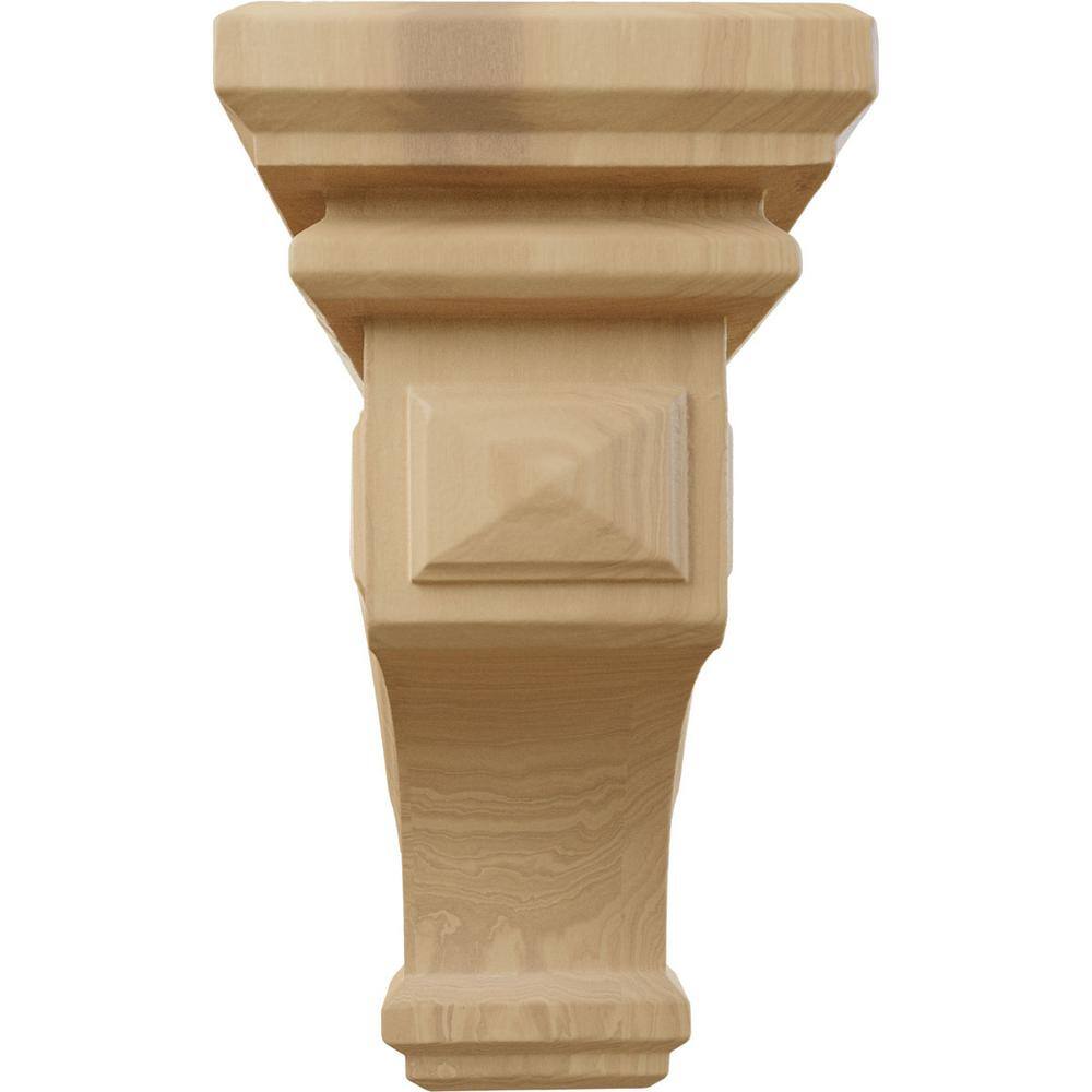 Small Unfinished Cherry Woodruff Wood Corbel, 4" x 4.75" x 8"