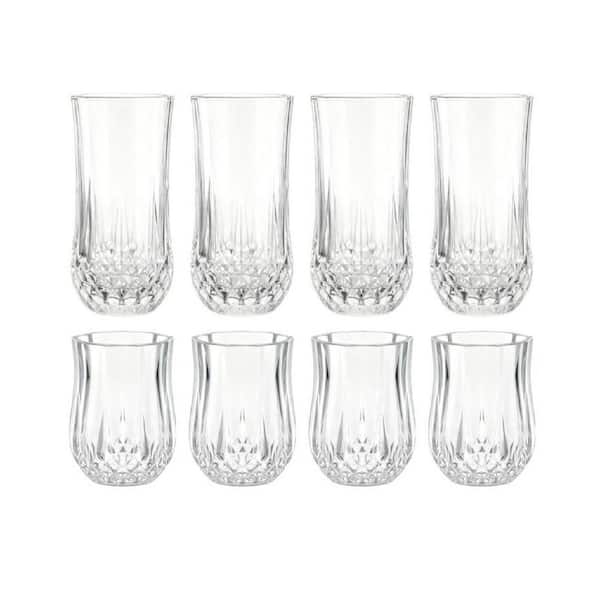 8-Piece 11 oz. and 7 oz. Drinking Glasses Clear Curvature Glassware for Beer, Juice, Cocktail, Whiskey, Dishwasher Safe