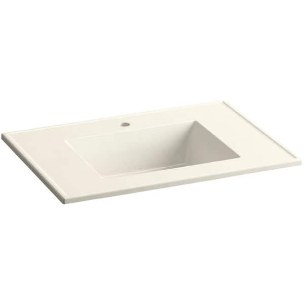 KOHLER Ceramic/Impressions 25 in. Single Faucet Hole Vitreous China Vanity Top with Basin in Biscuit Impressions